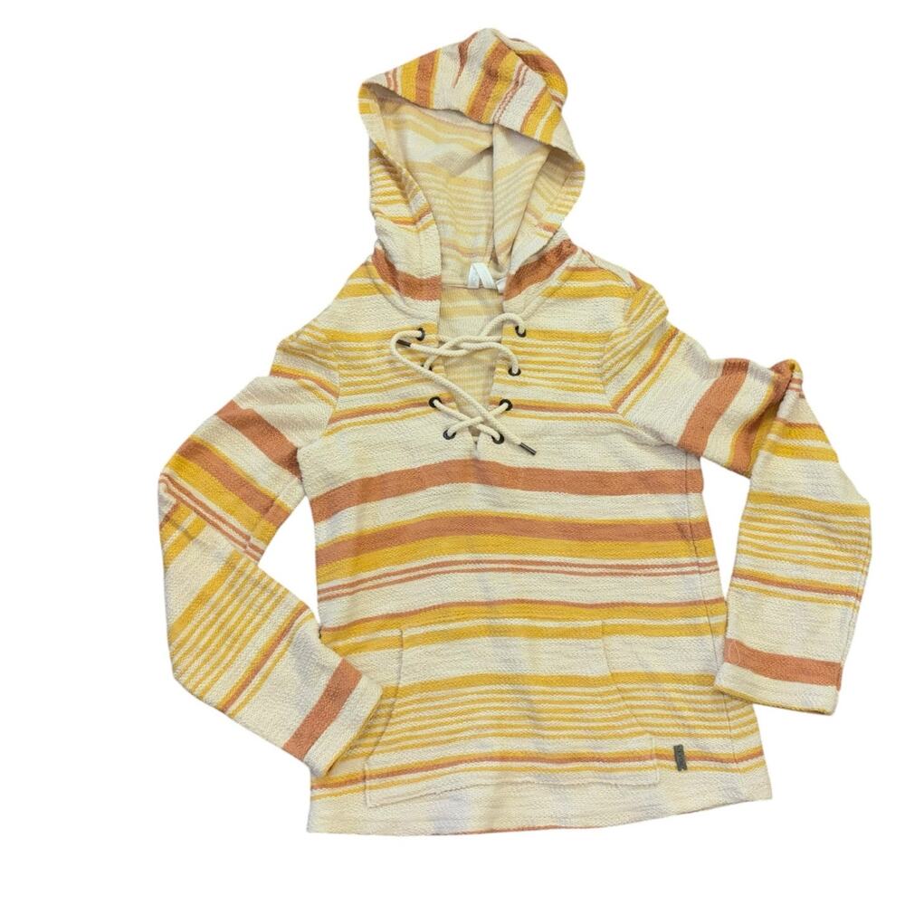 Roxy Hooded Lace Up Sweatshirt Women’s S Colorful Casual Surf Terrycloth Pockets